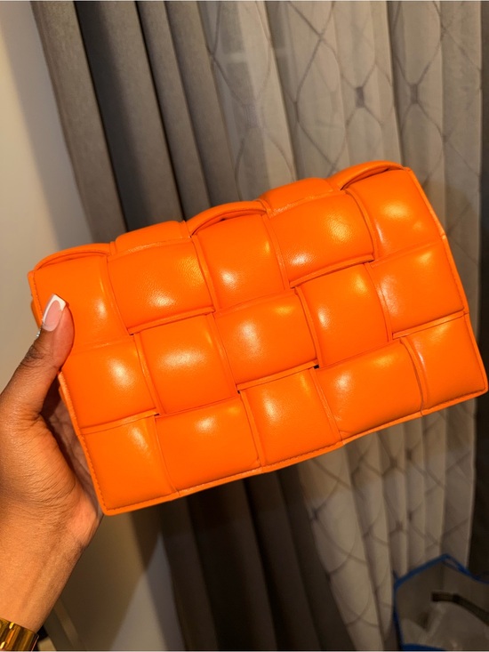 Bottega Veneta Handbags - Bottega Veneta Orange Intrecciato Padded Leather Clutch